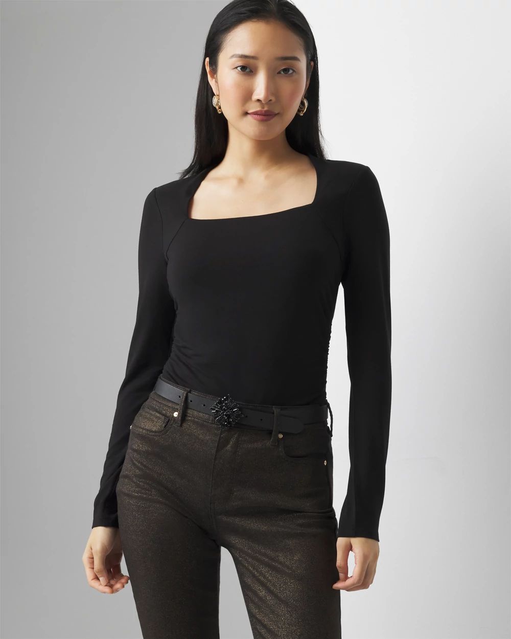 Square Neck Ruched Top | White House Black Market